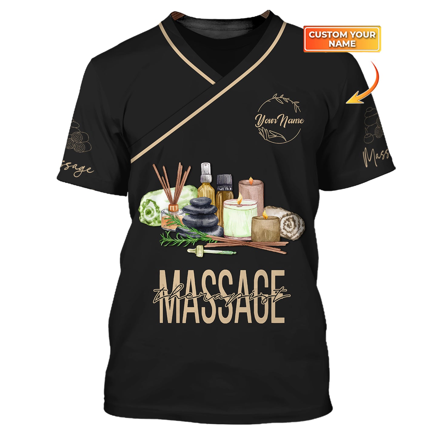 Massage Therapist Custom T-Shirts Watercolor Spa Set 3D Shirt