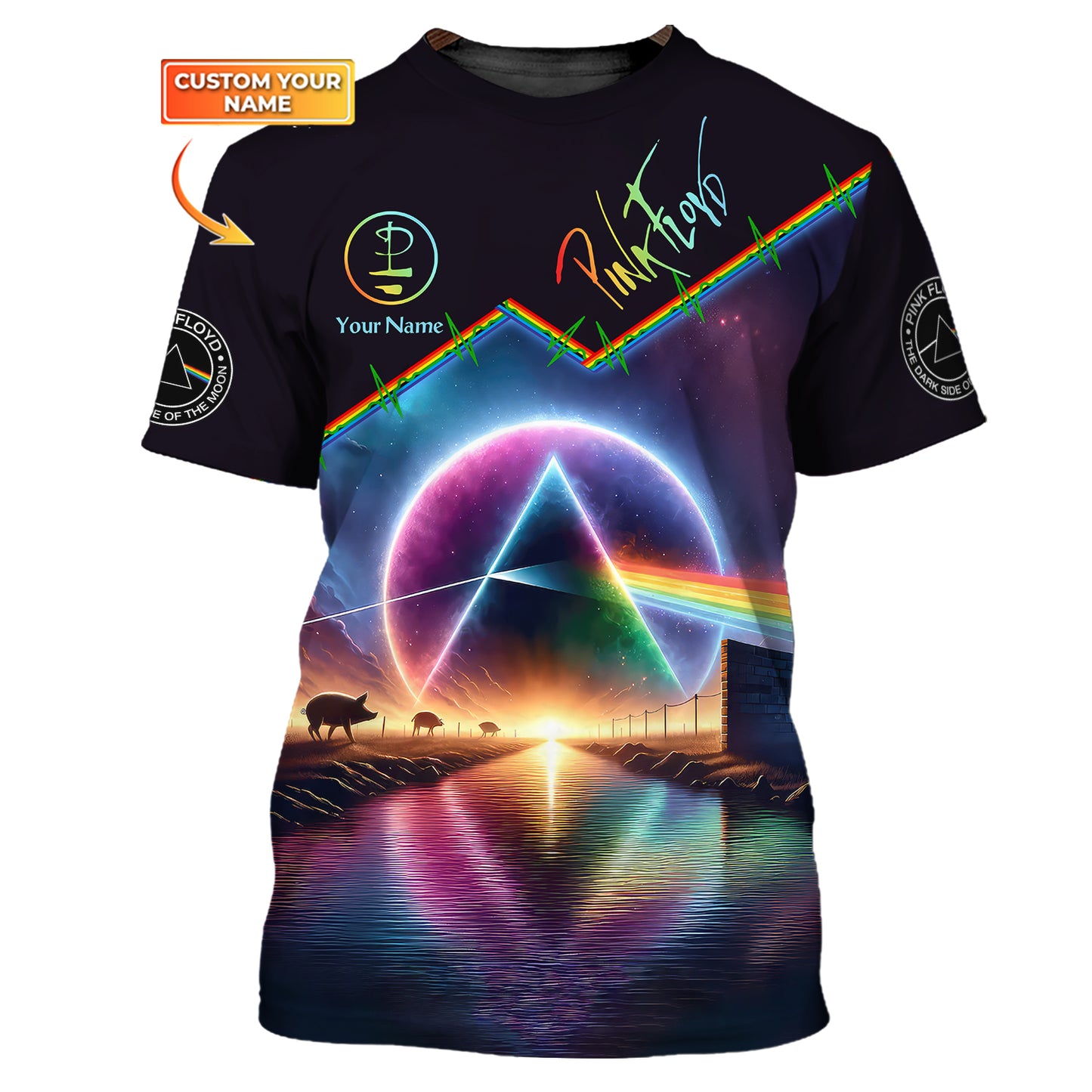 Pink Floyd Custom T-Shirts The Dark Side Of The Moon 3D Shirt