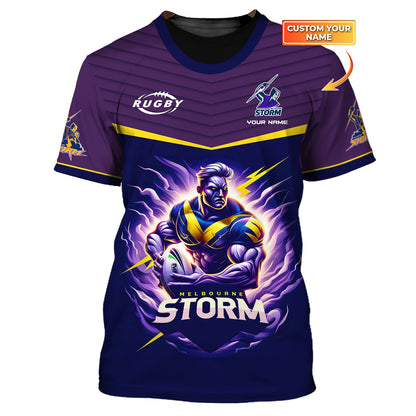 Zipper Hoodie Melbourne Storm 3D Shirt Rugby Custom T-Shirts