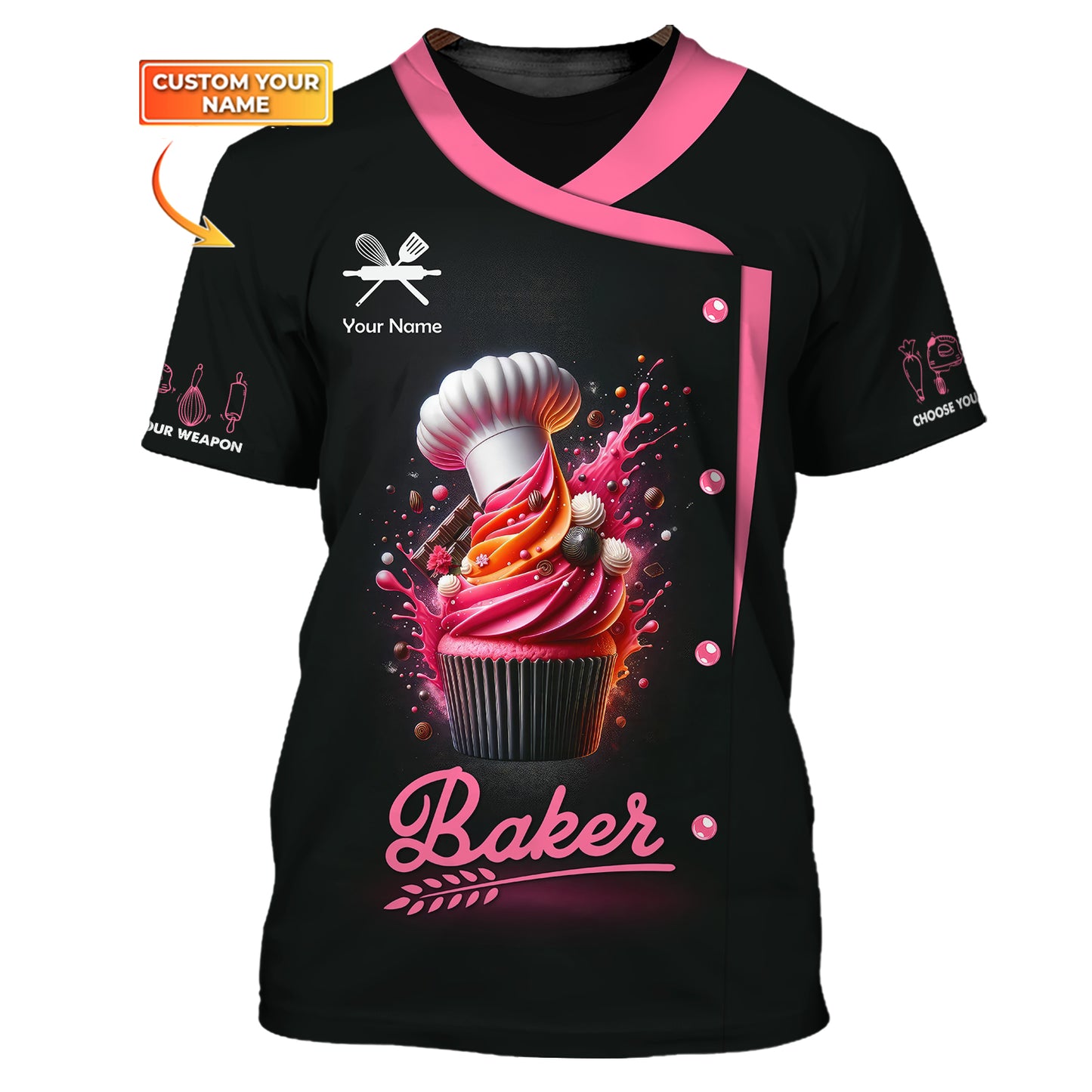 Personalized Custom T-Shirt Cupcake 3D Shirts Gif For Baker