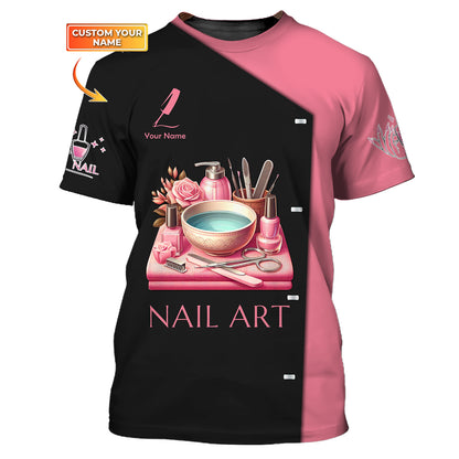 Rose Colored Nail Art Tools 3D Shirts Nails Artist Custom T-Shirts