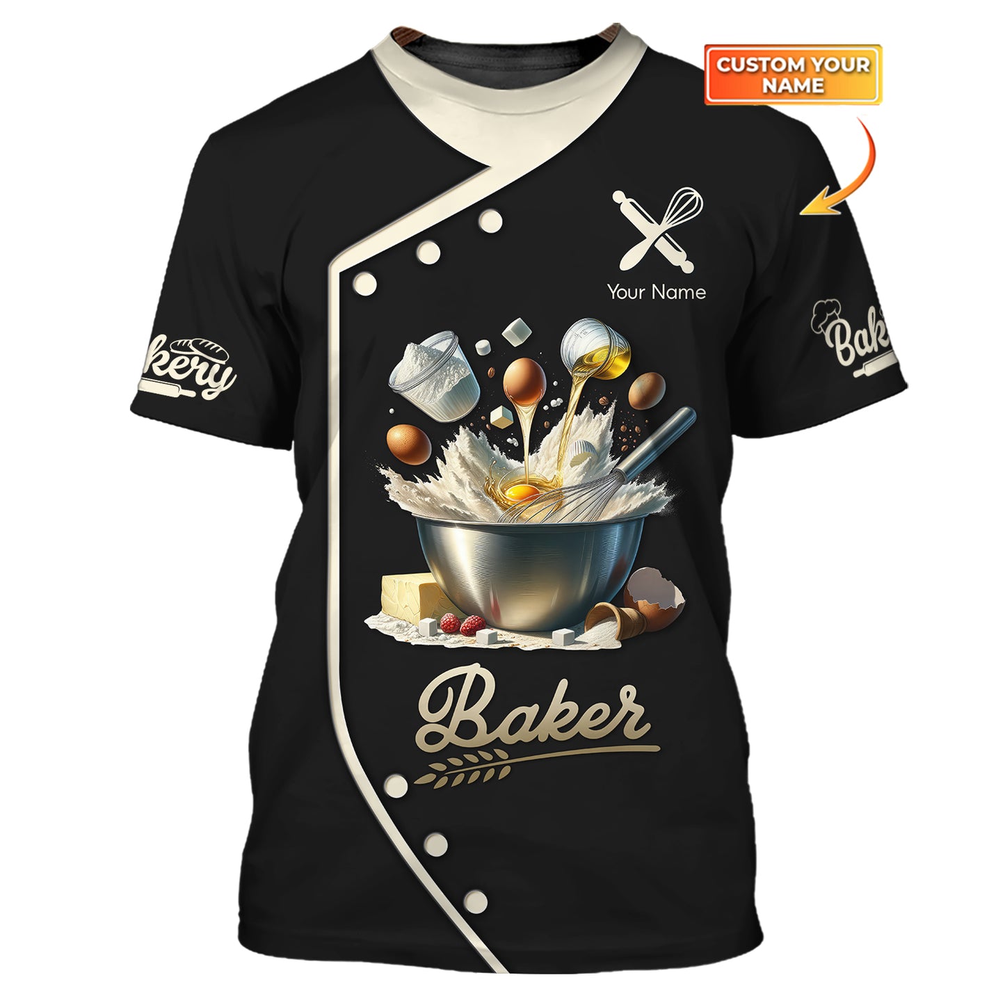 Zipper Hoodie Unisex Baking Tools Custom T-Shirts Bakery 3D Shirt Gif For Baker