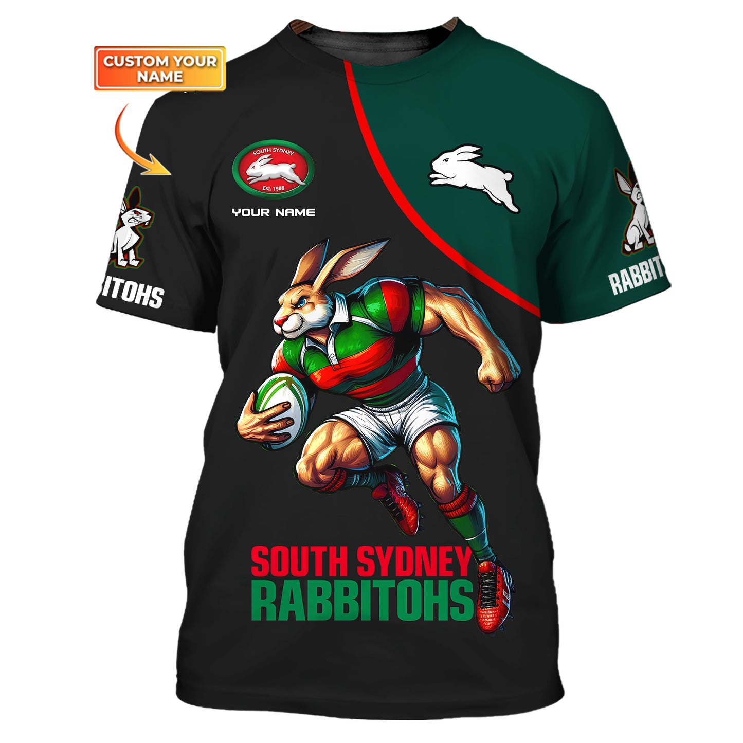 Rugby 3D Shirt South Sydney Rabbitohs Custom T-Shirts