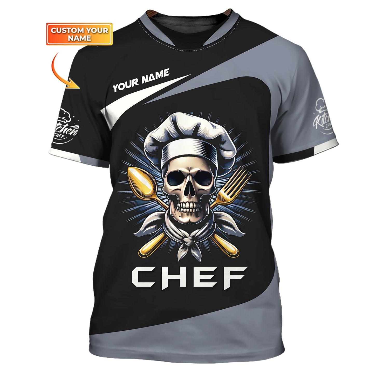 Zipper Hoodie Personalized Custom T-Shirt Skull Chef 3D Shirt Gif For Cooking Chef