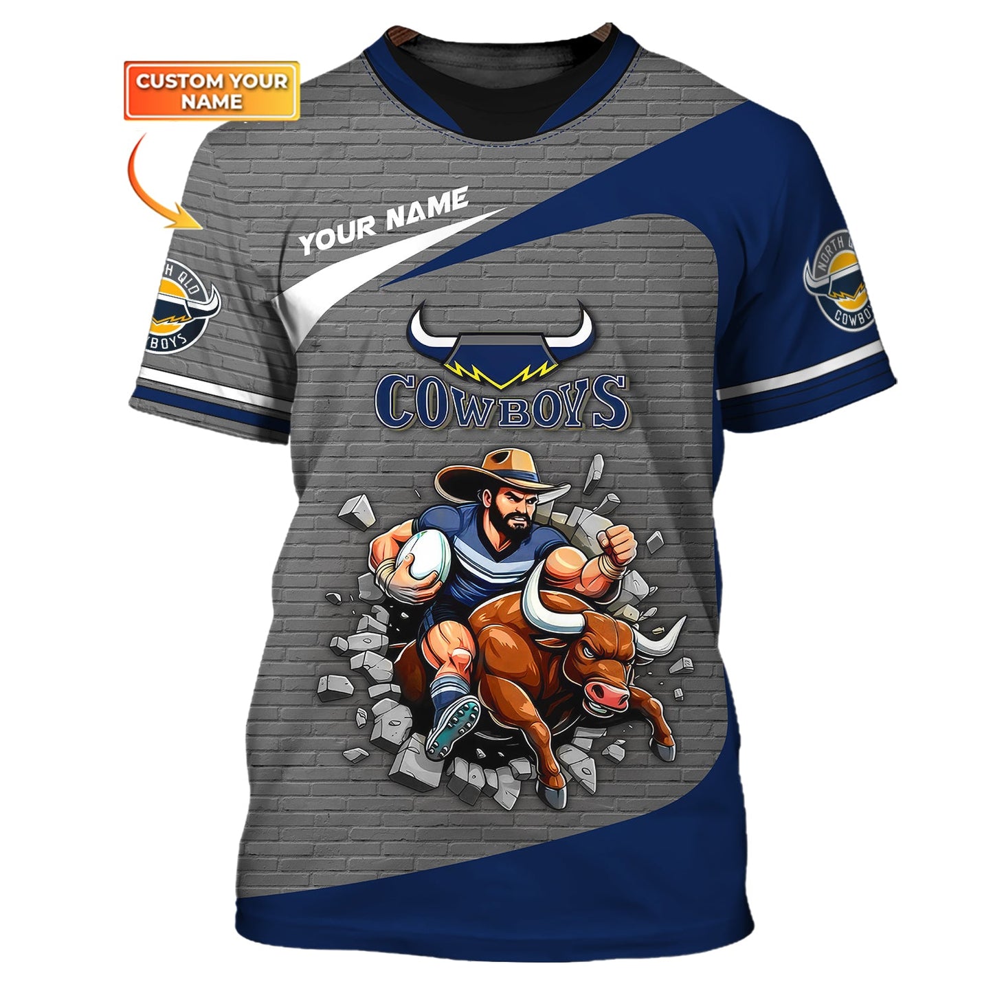 Zipper Hoodie Rugby Lover Custom T-Shirts North Queensland  Cowboys 3D Shirts