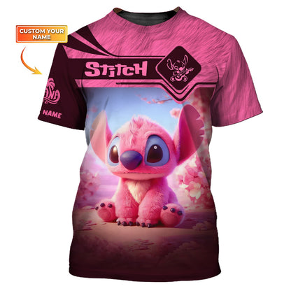 Zipper Hoodie Pink Stitch 3D Shirt Disney Custom T-Shirts