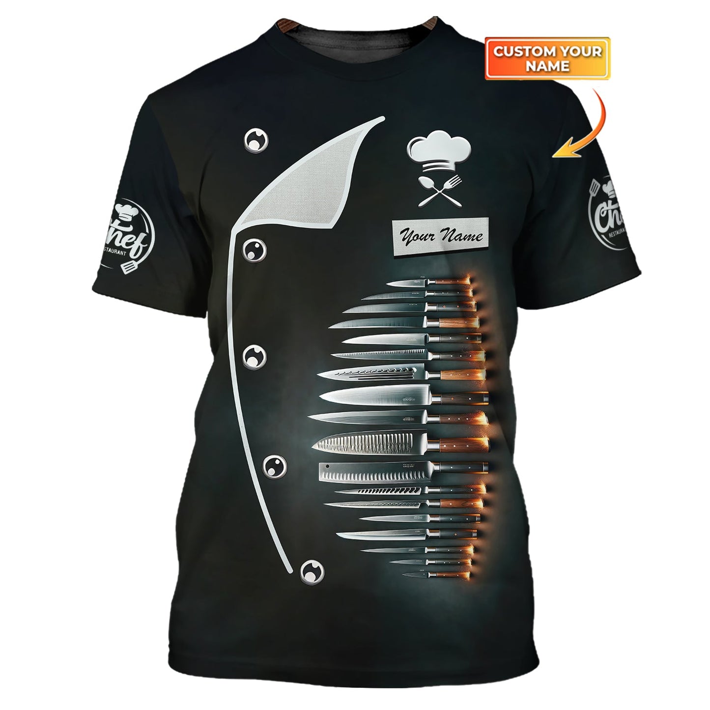 Zipper Hoodie Chef Knife Set 3D Shirt Knives Cooking Chef Custom T-Shirts