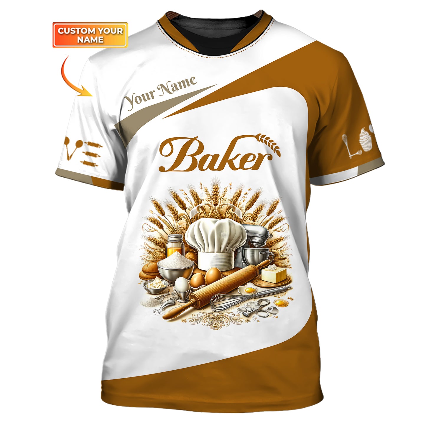 Traditional Baking Tools 3D Shirt Gif For Baker, Bakery Custom T-Shirts