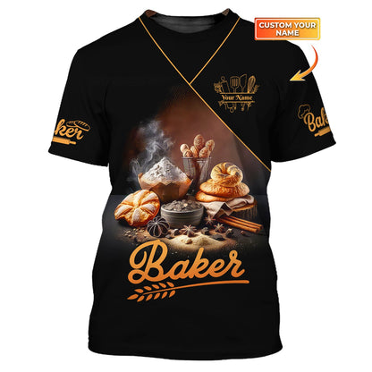 Zipper Hoodie Stack Of Hot And Fresh Bread 3D Shirt Bakery Custom T-Shirts Gif For Baker