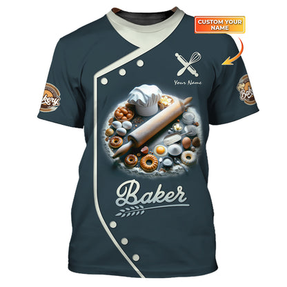 Personalized Baker Custom T-shirt Bakery 3D Shirts