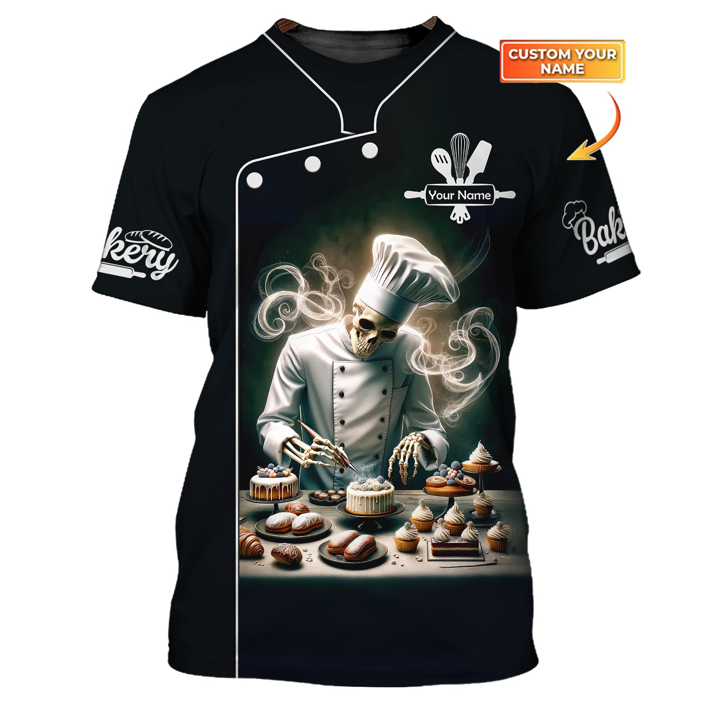 Baker Skull Custom T-Shirts Bakery 3D Shirt