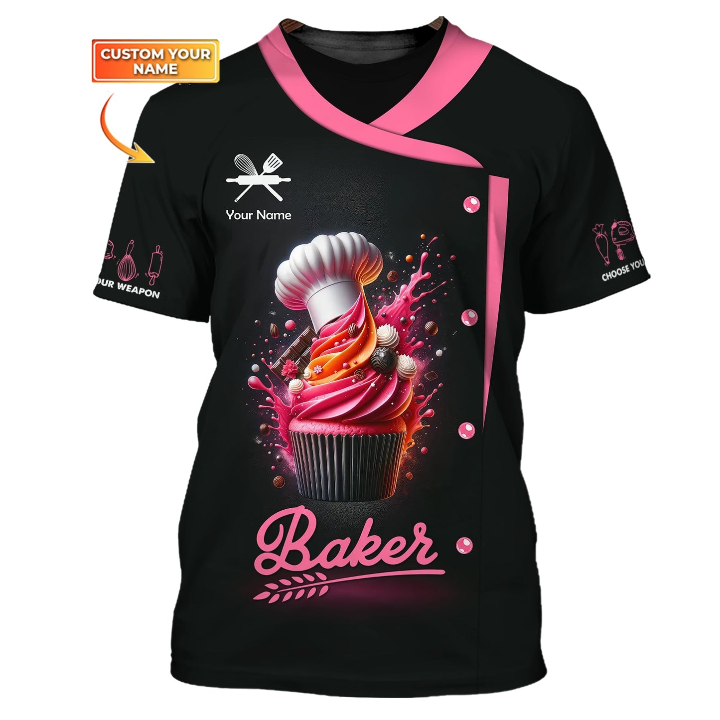 Zipper Hoodie Personalized Custom T-Shirt Cupcake 3D Shirts Gif For Baker