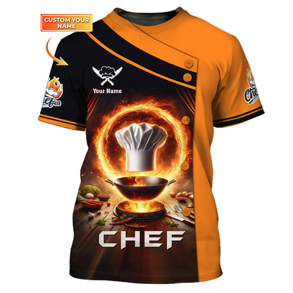 Chef Pan On Fire 3D Shirt Cooking Chef Custom T-Shirts Gif For Chef