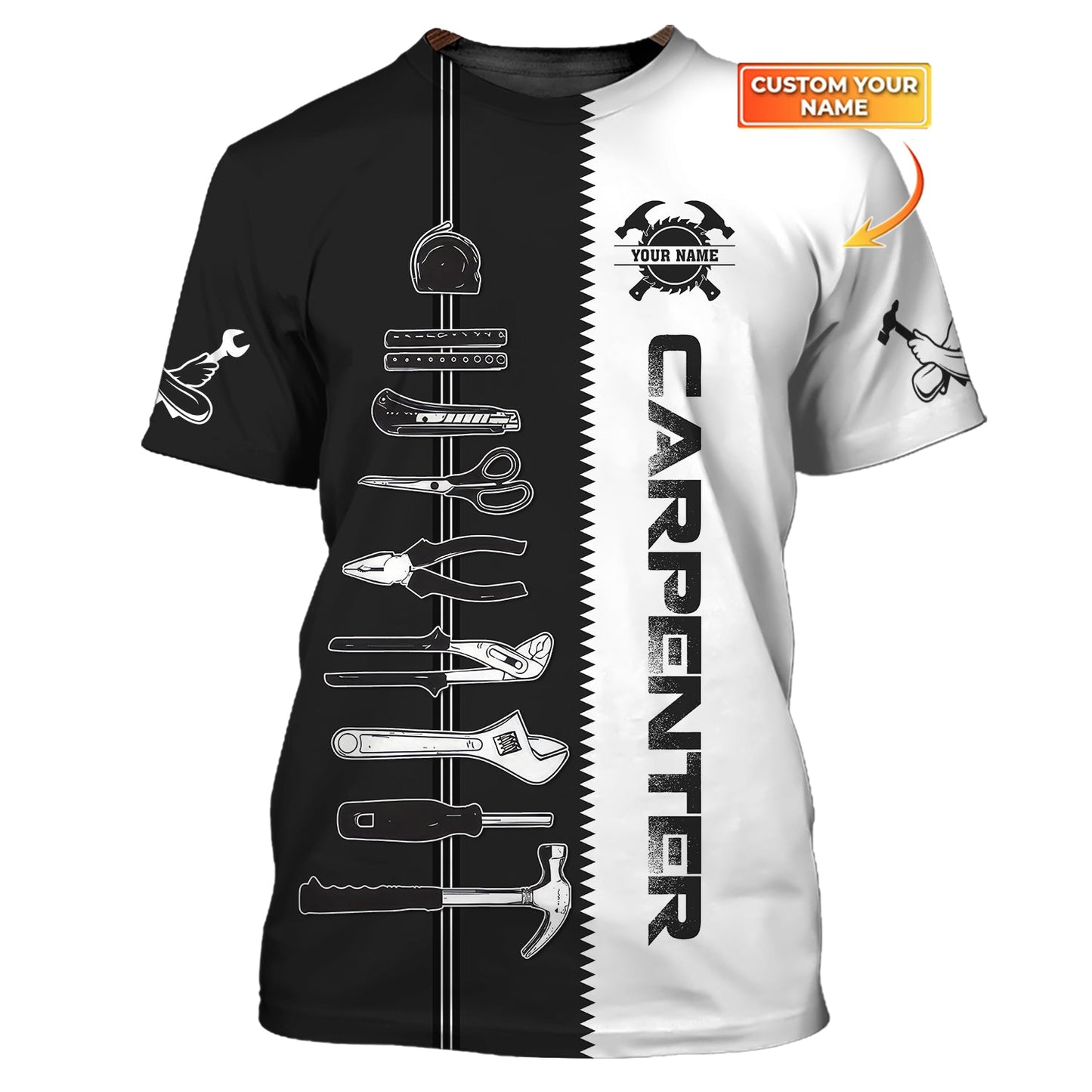 Zipper Hoodie Carpenter Custom T-Shirts Carpentry Tools 3D Shirt