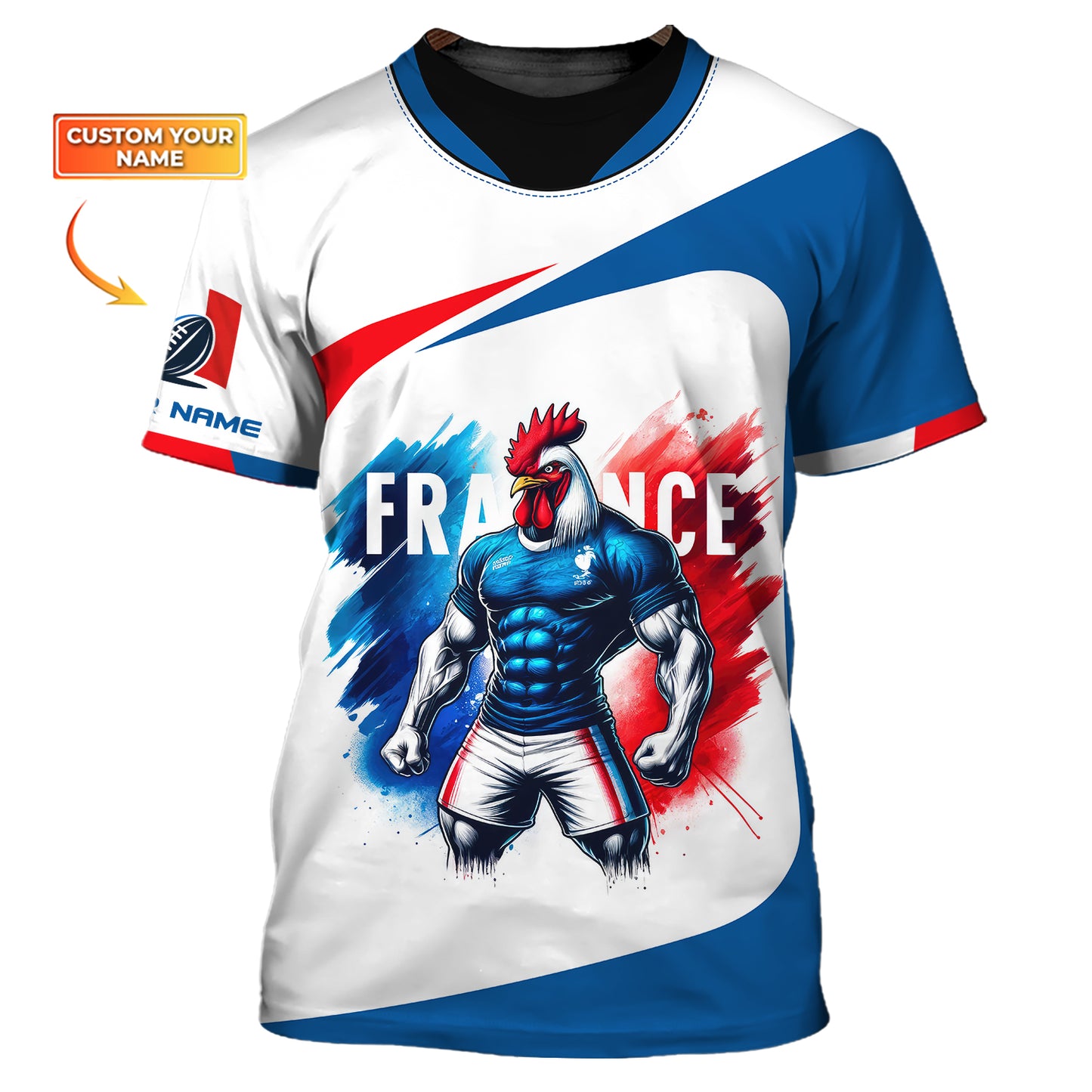 French Rugby League Federation 3D Shirts Rubgy Custom T-Shirts