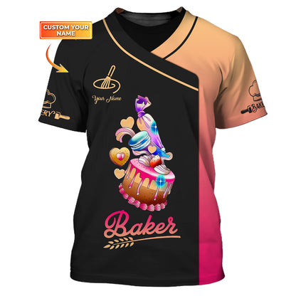 Colorful Sweet Cake 3D Shirts Bakery Custom T-Shirts Gif For Baker