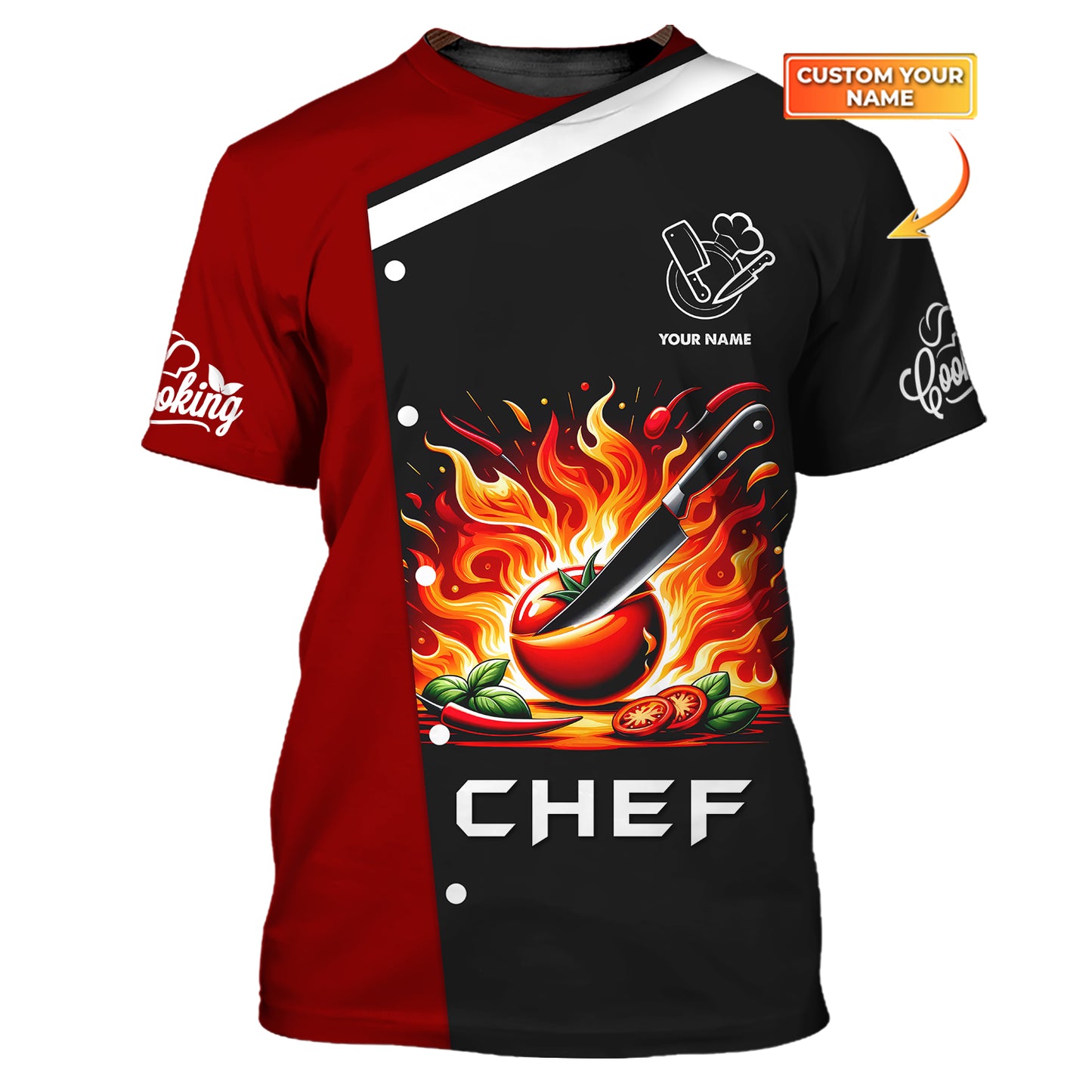 Chef Fire 3D Shirt Gif For Chef Lover Custom T-Shirts