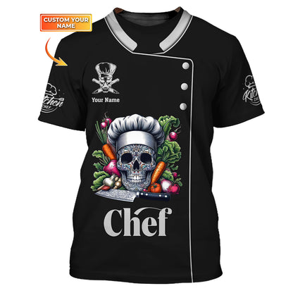 Skull Chef Unisex Custom T-Shirts Cooking Chef 3D Shirt