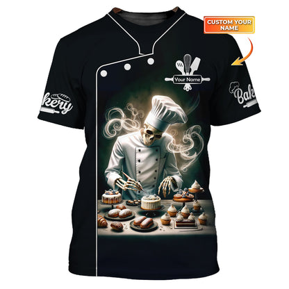 Ziper Hoodie Baker Skull Custom T-Shirts Bakery 3D Shirt