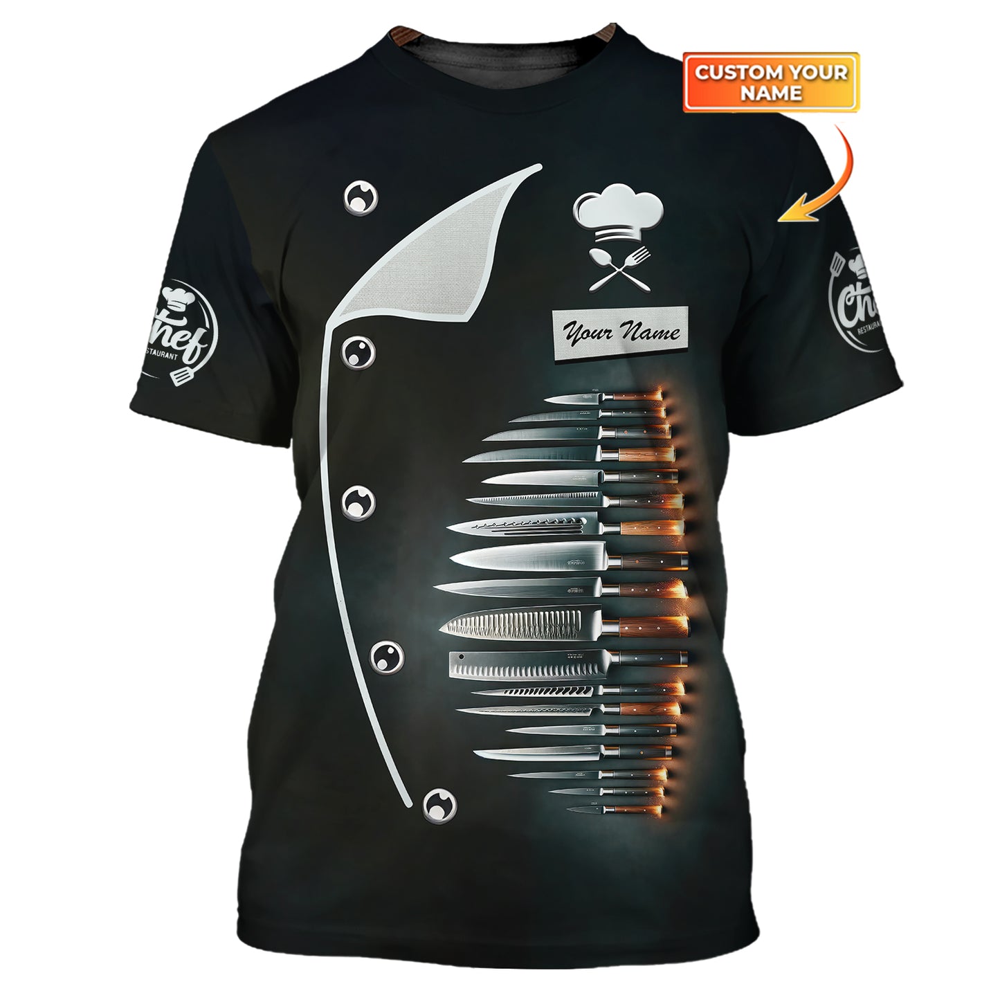 Chef Knife Set 3D Shirt Knives Cooking Chef Custom T-Shirts