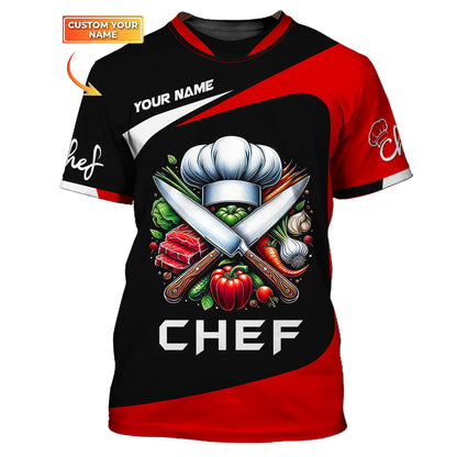 Unisex Knives Chef Custom T-Shirts Gif For Chef, Cooking Chef 3D Shirt