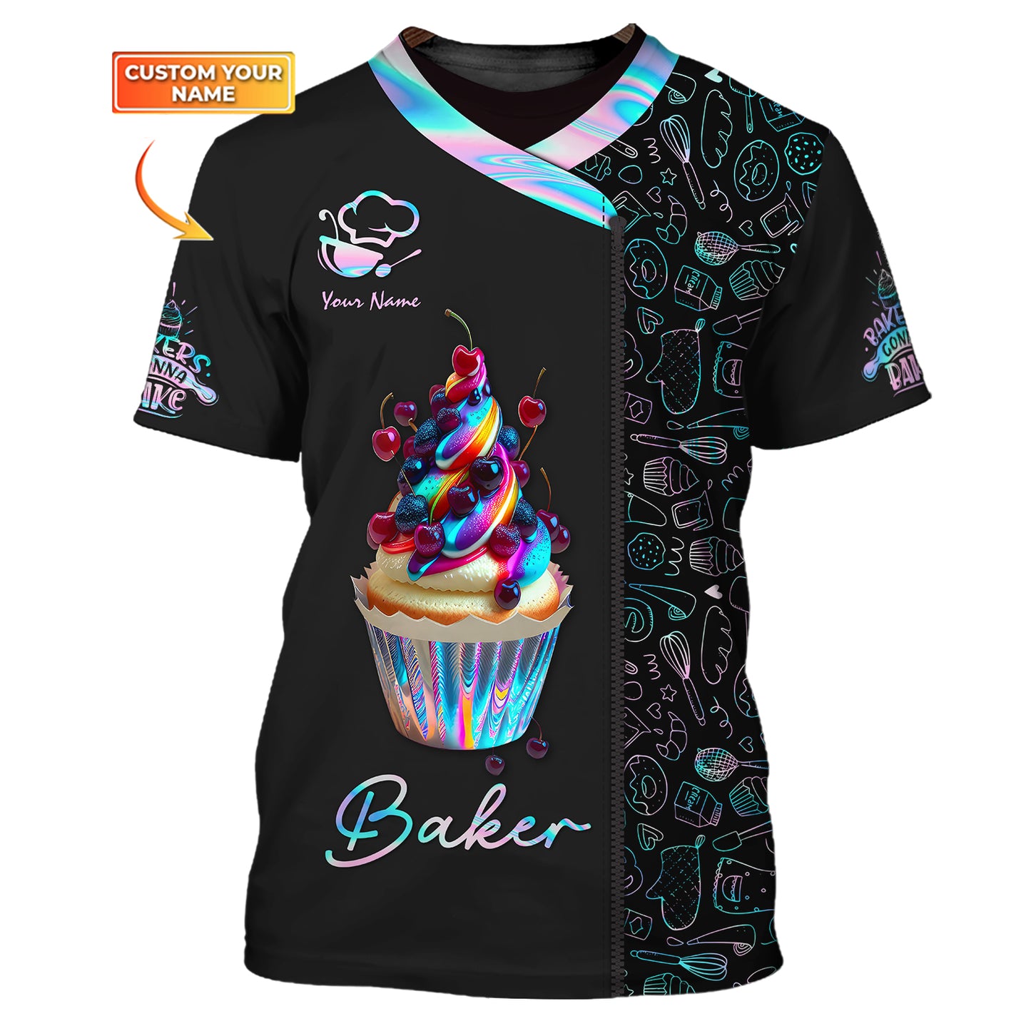 Cupcake Colorfull 3D Shirt Bakery Custom T-Shirts Gif For Baker