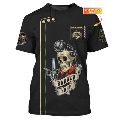 Old School Style Barber 3D Shirt Barbershop Custom T-Shirts