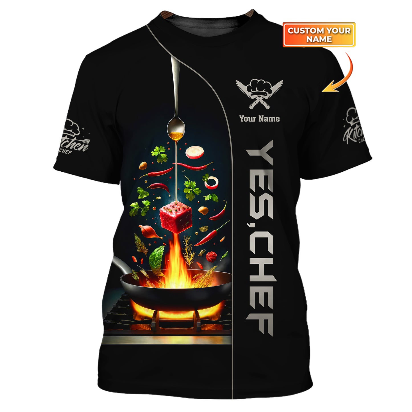 Unisex Custom T-Shirts Chef Cooking 3D Shirt Gif For Chef