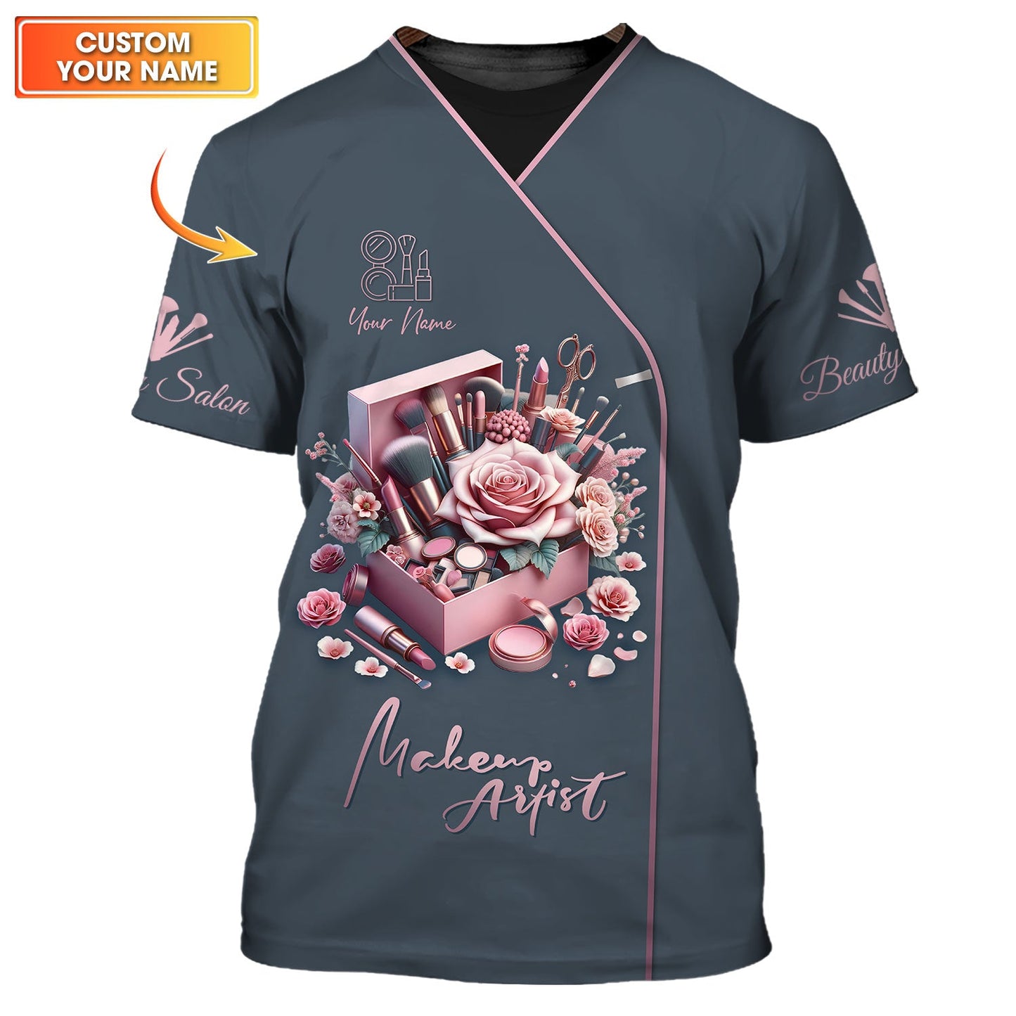 Zipper Hoodie Beauty Rose Custom T-Shirts Artistic Makeup Kit 3D Shirt