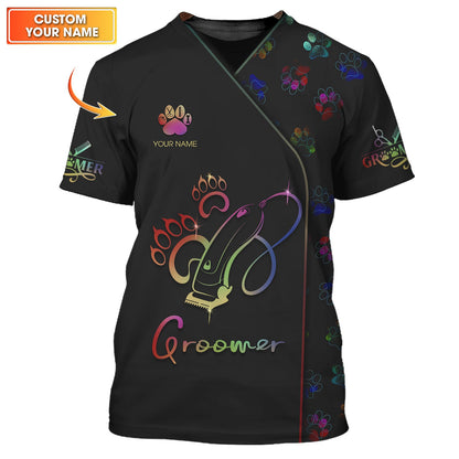 Zipper Hoodie Grooming And Pet Care Rainbow Symbol 3D Shirt Groomer Custom T-Shirts