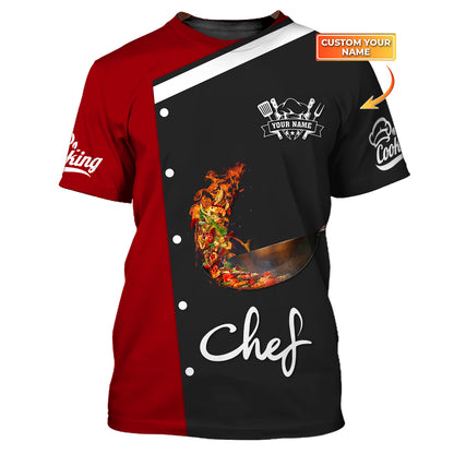 Food Is Being Tossed With Fire 3D Shirts Cooking Chef Custom T-Shirts