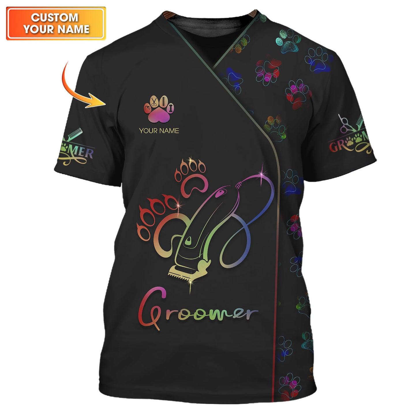 Grooming And Pet Care Rainbow Symbol 3D Shirt Groomer Custom T-Shirts