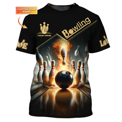 Bowling Strike Custom T-Shirts Gif For Bowling Athlete 3D Shirt