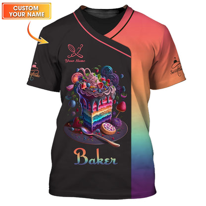 Zipper Hoodie Sweet Cake Colorful Custom T-Shirts Bakery 3D Shirt Gif For Baker