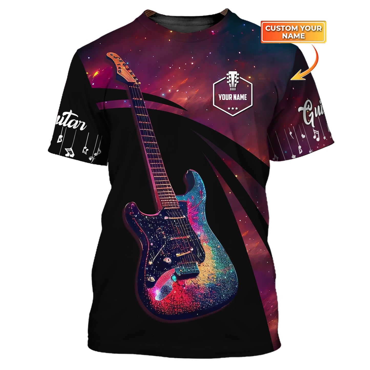 Zipper Hoodie Galaxy Sky With Electric Guitar 3D Shirts Musical Instruments Guitar String Custom T-Shirts