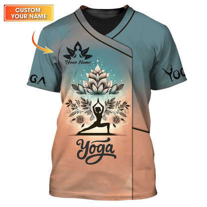 Yoga With Lotus Motifs 3D Shirt Psychic Enlightenment Custom T-Shirts