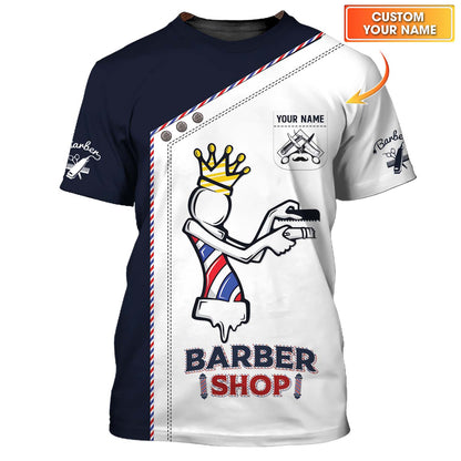 Zipper Hoodie Crowned Barbershop Lamp 3D Shirt Barber Custom T-Shirts