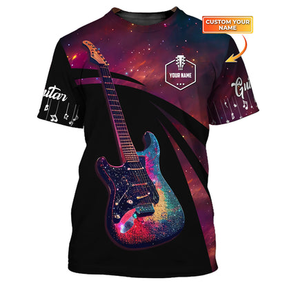 Galaxy Sky With Electric Guitar 3D Shirts Musical Instruments Guitar String Custom T-Shirts