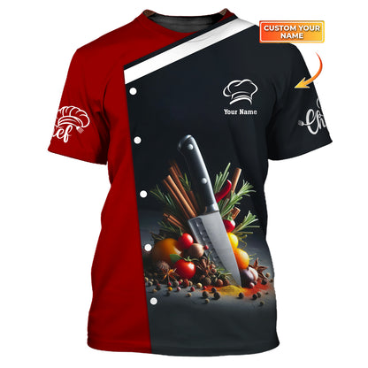 Kitchen Knives 3D Shirts Knife Cooking Chef Custom T-Shirts