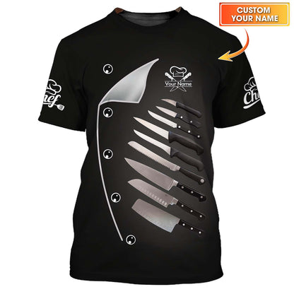 Zipper Hoodie Kitchen Knives Set 3D Shirts Knife Chef Custom T-Shirts