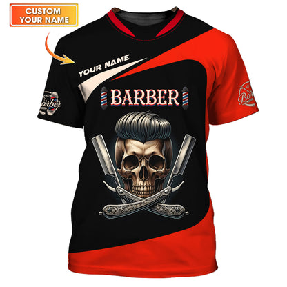 Zipper Hoodie Personality Barbershop Custom T-Shirts Skull Barber 3D Shirt Gif For Barber