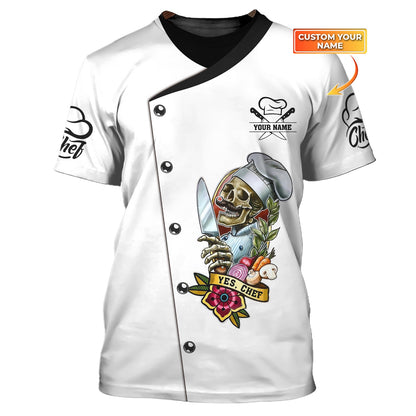 Zipper Hoodie Skull Knives Chef 3D Shirt Knife Cooking Chef Custom T-Shirts, Hoodie