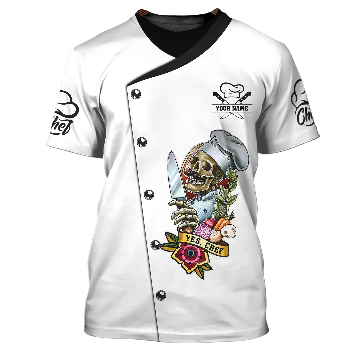 Skull Knives Chef 3D Shirt Knife Cooking Chef Custom T-Shirts