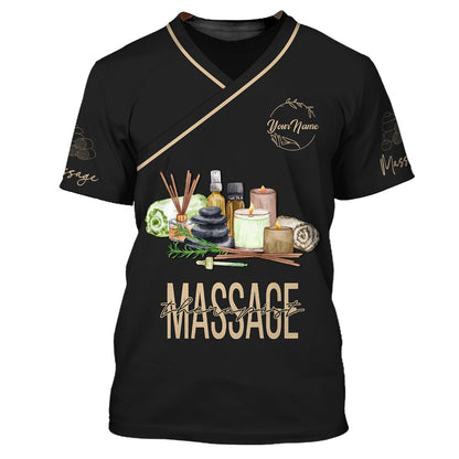 Massage Therapist Custom T-Shirts, Zipper Hoodie, Watercolor Spa Set 3D Shirt, Hoodie