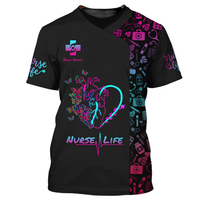 Neon Nurse Heart 3D Shirt Nurse Life Custom T-Shirts