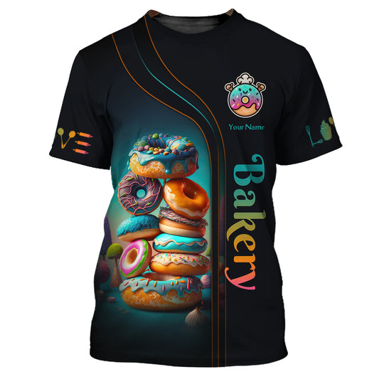 Bakery Custom T-Shirts, Gif For Baker, Donut Colorfull 3D Shirt