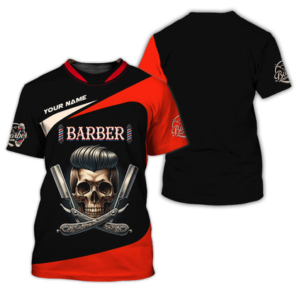 Zipper Hoodie Personality Barbershop Custom T-Shirts Skull Barber 3D Shirt Gif For Barber