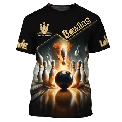 Bowling Strike Custom T-Shirts Gif For Bowling Athlete 3D Shirt