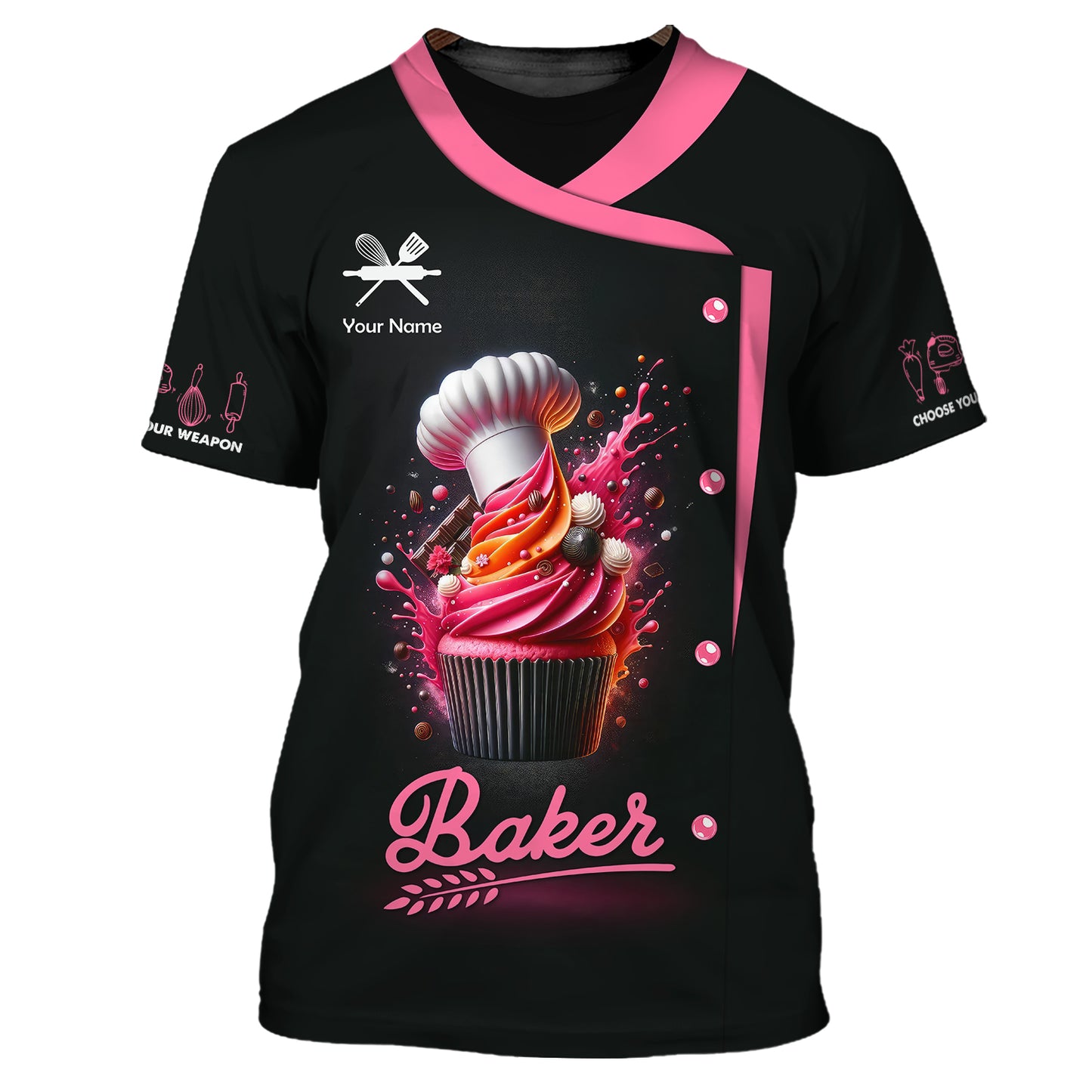 Personalized Custom T-Shirt Cupcake 3D Shirts Gif For Baker