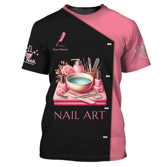 Rose Colored Nail Art Tools 3D Shirts Nails Artist Custom T-Shirts